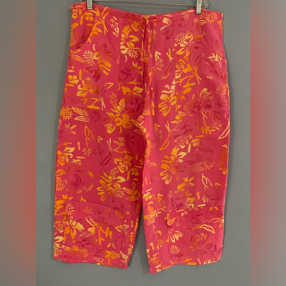 Beach Pants Resort Vacation Loose Relaxed Drawstring Size Med 100% Rayon…